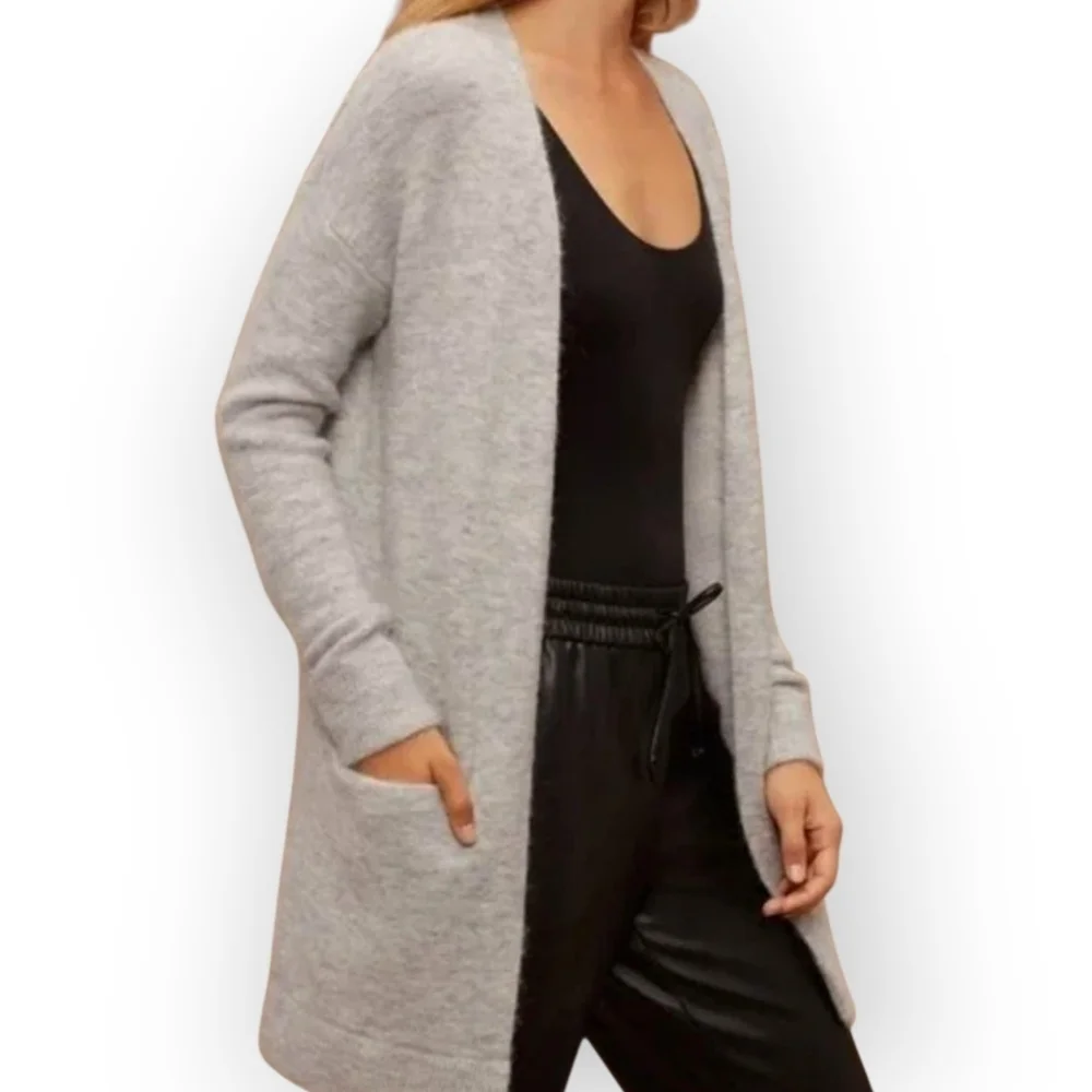 Wilfred Longline Open-Front Cardigan Heather Grey Size Large - Picture 1 of 10
